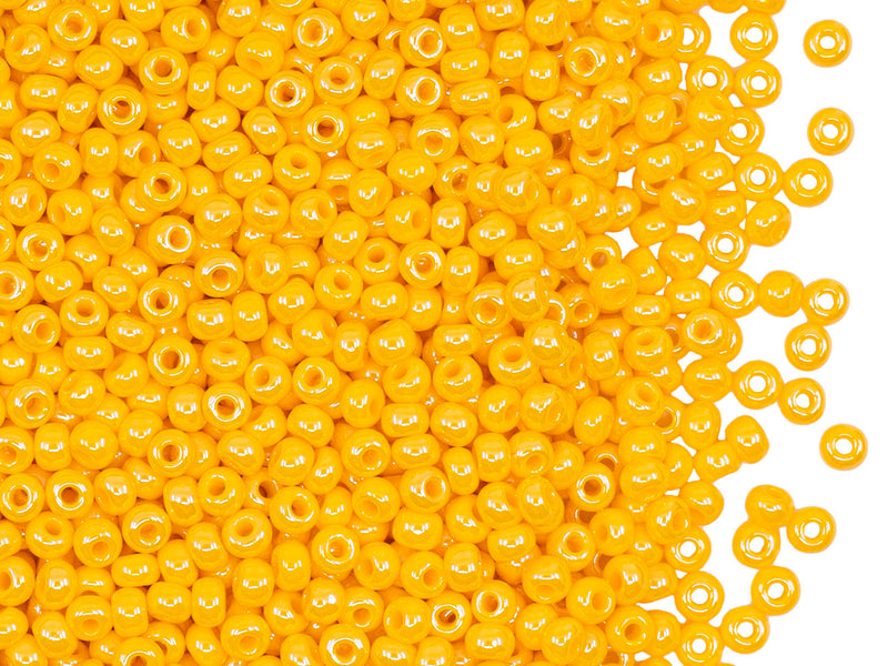 20 g 9/0 Seed Beads Preciosa Ornela, Opaque Dark Yellow Luster, Czech Glass