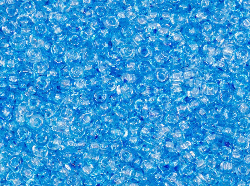 Rocailles 9/0 Crystal With Blue Splashes Czech Glass Blue