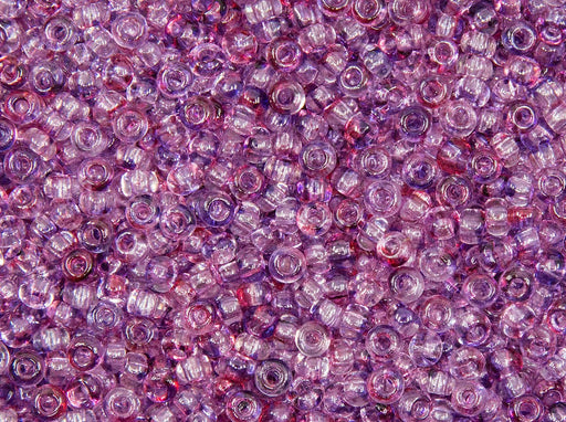 Rocailles 9/0 Crystal Amethyst Fuchsia Two Tone Czech Glass Purple Red Multicolored