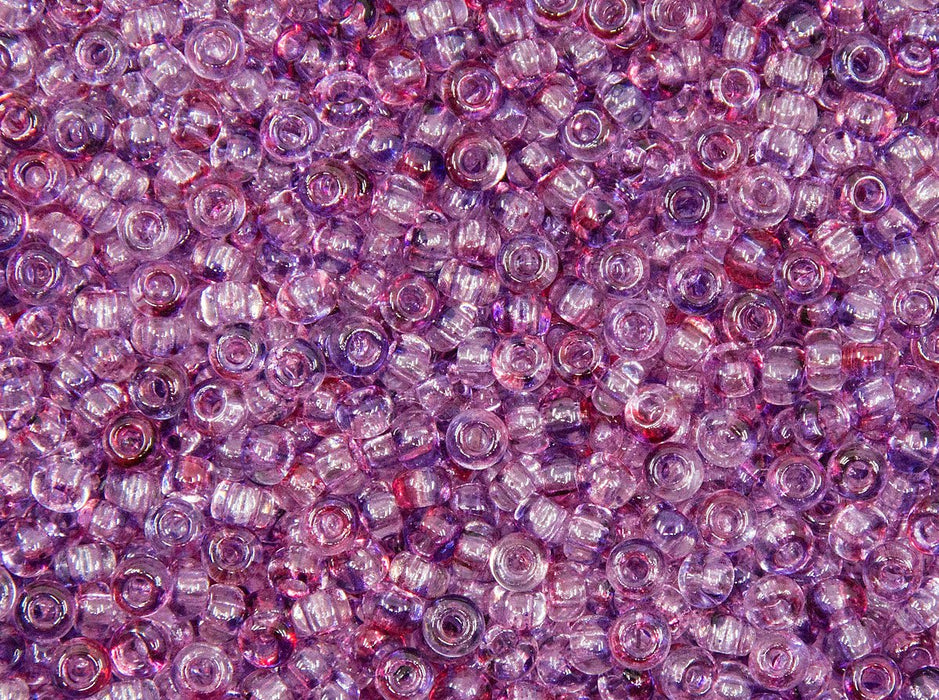 Rocailles 9/0 Crystal Amethyst Fuchsia Two Tone Czech Glass Purple Red Multicolored