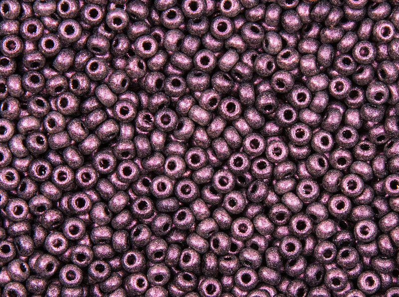 Rocailles 9/0 Jet Polychrome Rose Czech Glass Purple