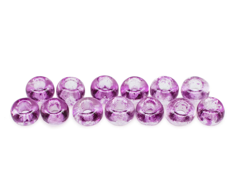 20 g Rocailles 9/0, Crystal Partially Amethyst Colored, Czech Glass