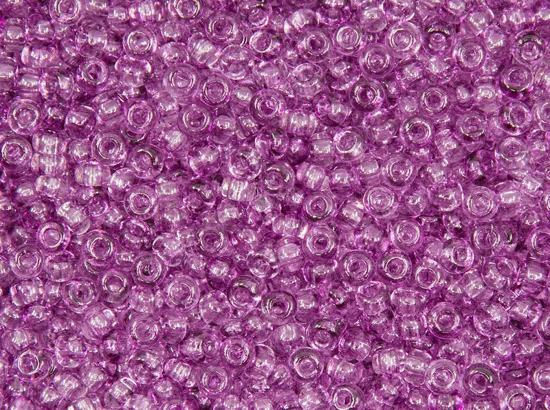 Rocailles 9/0 Crystal Partially Amethyst Colored Czech Glass Purple