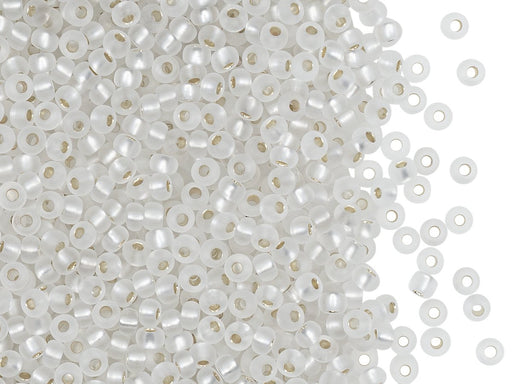 Rocailles Seed Beads 9/0, Crystal Matte Silver Lined, Czech Glass