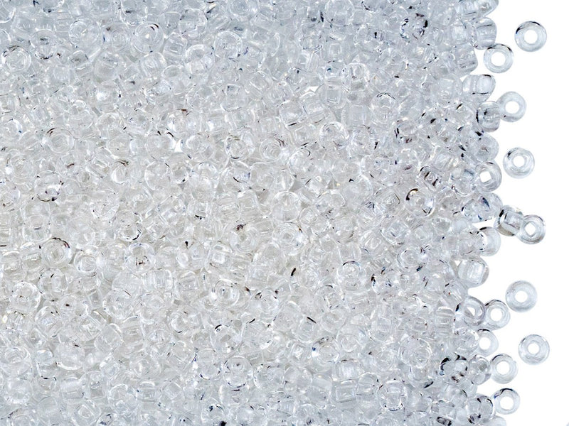 Rocailles Seed Beads 9/0, Crystal Transparent Square Hole, Czech Glass
