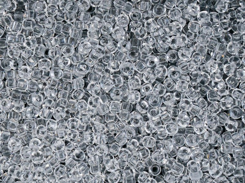 20 g Rocailles Seed Beads 9/0, Crystal Transparent Square Hole, Czech Glass