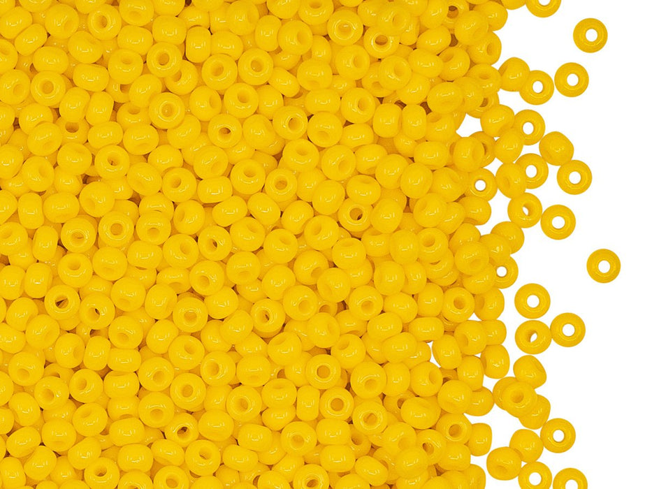 Rocailles Seed Beads 9/0, Opaque Yellow, Czech Glass