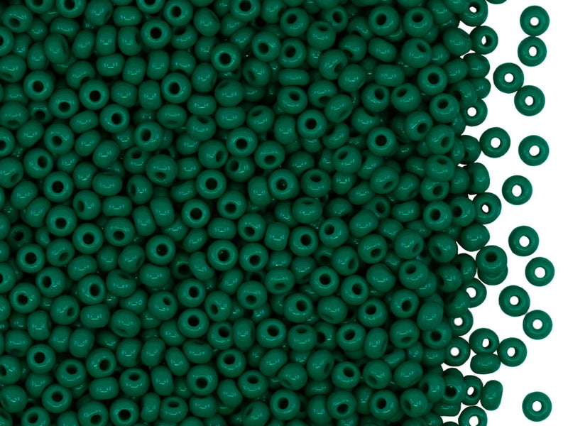 Rocailles Seed Beads 9/0, Opaque Emerald, Czech Glass