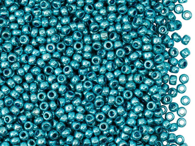 Rocailles Seed Beads 9/0, Turquoise Terra Metallic, Czech Glass
