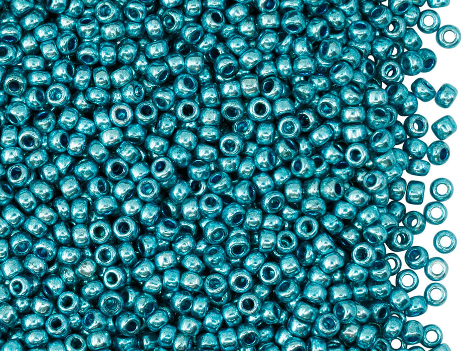 Rocailles Seed Beads 9/0, Turquoise Terra Metallic, Czech Glass