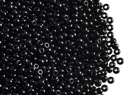20 g 9/0 Seed Beads Preciosa Ornela, Black Opaque, Czech Glass