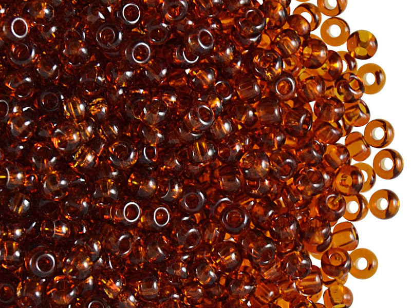 20 g 9/0 Seed Beads Preciosa Ornela, Dark Topaz Transparent, Czech Glass