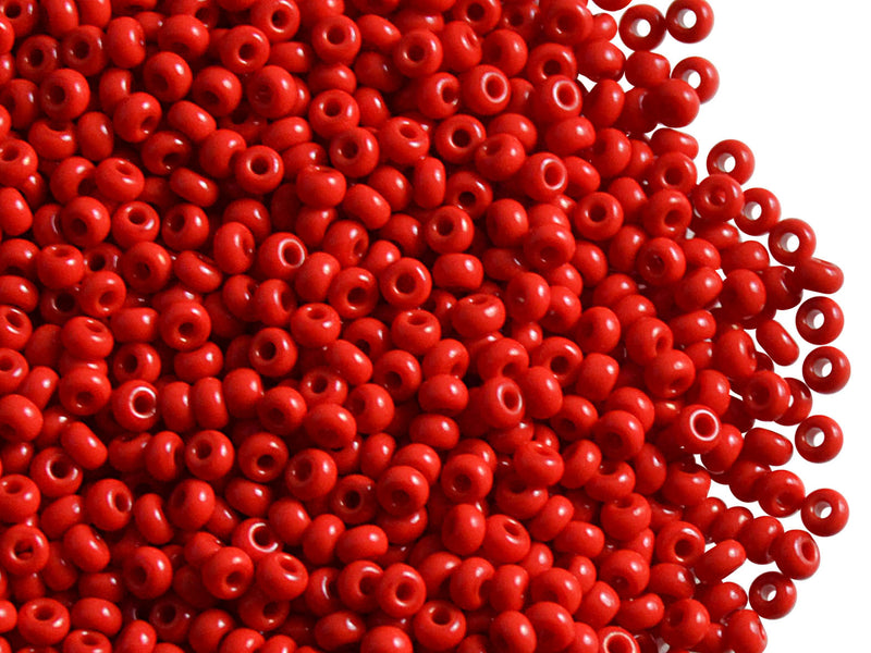 20 g 9/0 Seed Beads Preciosa Ornela, Opaque Red, Czech Glass