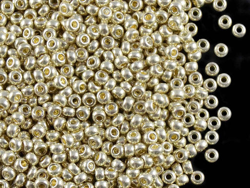 20 g 9/0 Seed Beads Preciosa Ornela, Silver Metallic, Czech Glass
