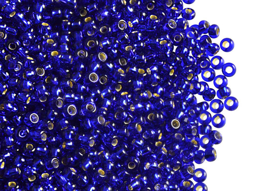 20 g 9/0 Seed Beads Preciosa Ornela, Silver Lined Cobalt, Czech Glass