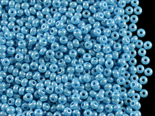 20 g 9/0 Seed Beads Preciosa Ornela, Turquoise Blue Opaque Luster, Czech Glass