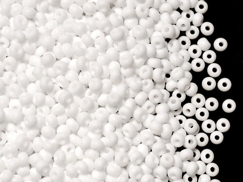 20 g 9/0 Seed Beads Preciosa Ornela, Matte White Chalk, Czech Glass