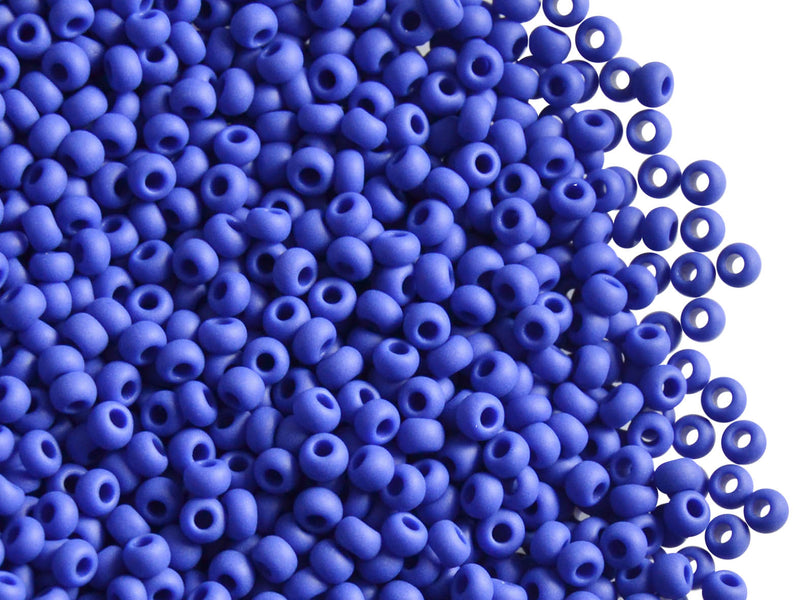 20 g 9/0 Seed Beads Preciosa Ornela, Matte Blue Opaque, Czech Glass