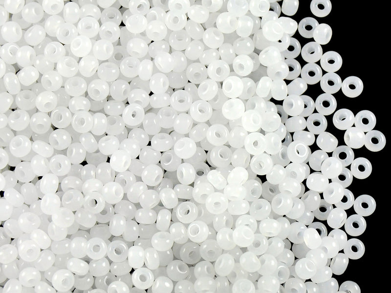 20 g 9/0 Seed Beads Preciosa Ornela, White Alabaster, Czech Glass