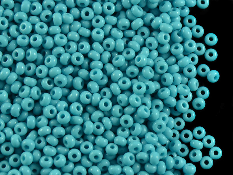 20 g 9/0 Seed Beads Preciosa Ornela, Turquoise Blue Opaque, Czech Glass