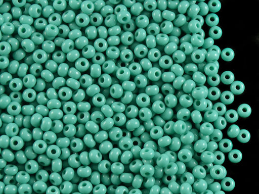 20 g 9/0 Seed Beads Preciosa Ornela, Turquoise Green Opaque, Czech Glass