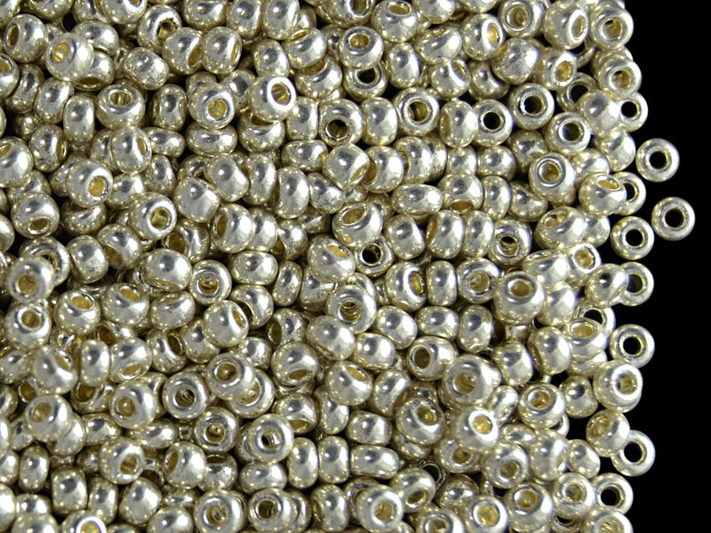 20 g 9/0 Seed Beads Preciosa Ornela, Silver Metallic, Czech Glass