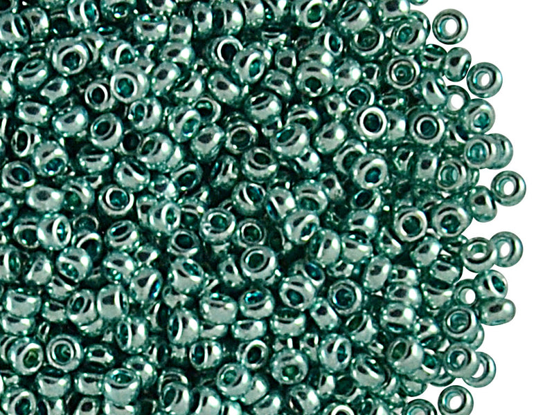 20 g 9/0 Seed Beads Preciosa Ornela, Turquoise Light Blue Solgel Metallic, Czech Glass