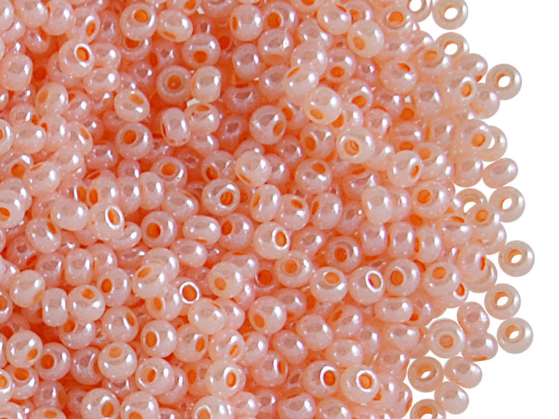 20 g 9/0 Seed Beads Preciosa Ornela, Opaque Peach Ceylon, Czech Glass