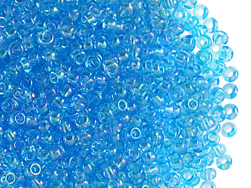20 g 9/0 Seed Beads Preciosa Ornela, Light Aqua Transparent Iris, Czech Glass