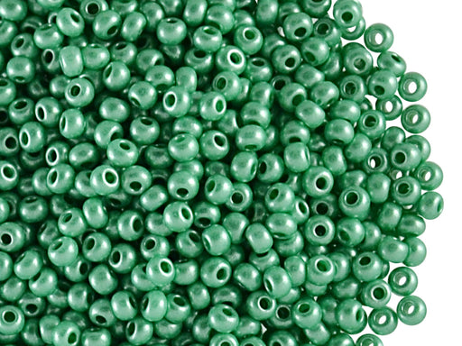 20 g 9/0 Seed Beads Preciosa Ornela, Opaque Green Terra (Salad Green Opaque Matt Pearl), Czech Glass