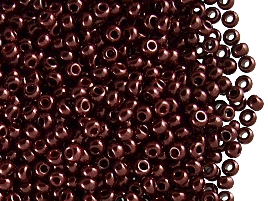 20 g 9/0 Seed Beads Preciosa Ornela, Dark Red Metallic Luster, Czech Glass
