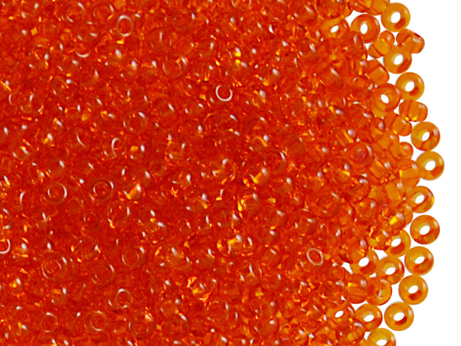20 g 9/0 Seed Beads Preciosa Ornela, Orange Transparent, Czech Glass