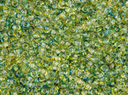 Rocailles 9/0 Crystal Yellow Blue Two Tone Czech Glass Yellow Blue Multicolored