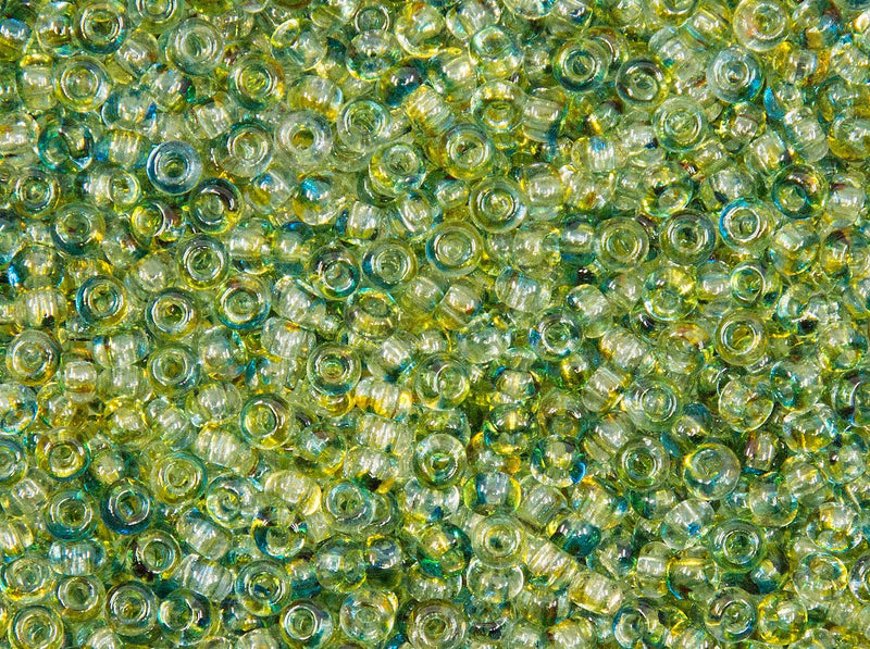 Rocailles 9/0 Crystal Yellow Blue Two Tone Czech Glass Yellow Blue Multicolored