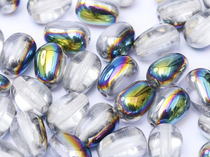 Glass drops 11x8 mm, Crystal Vitrail, Czech Glass