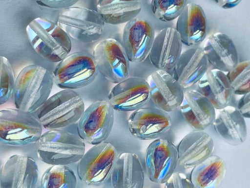 Glass drops 11x8 mm, Crystal AB, Czech Glass