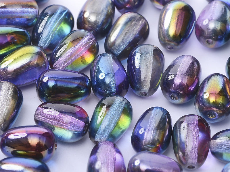 Glass drops 11x8 mm, Crystal Magic Blue, Czech Glass