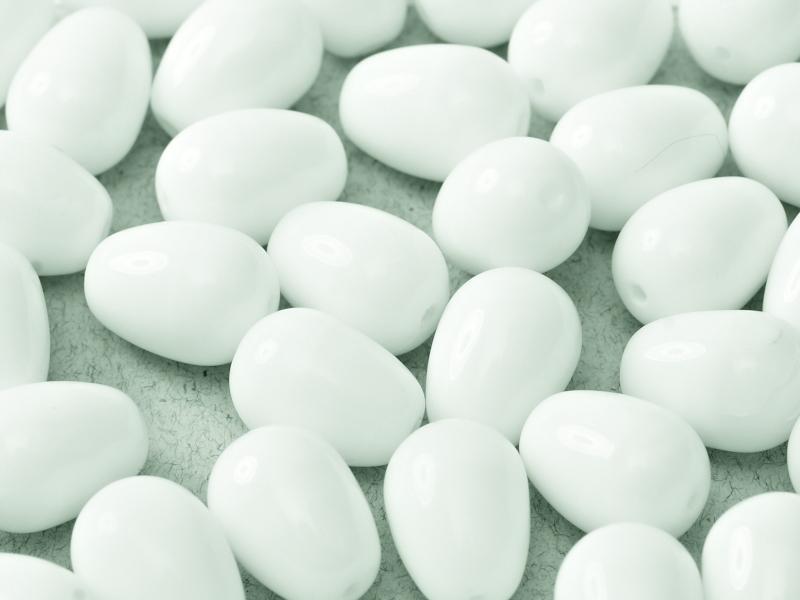 Glass drops 11x8 mm, Chalk White, Czech Glass