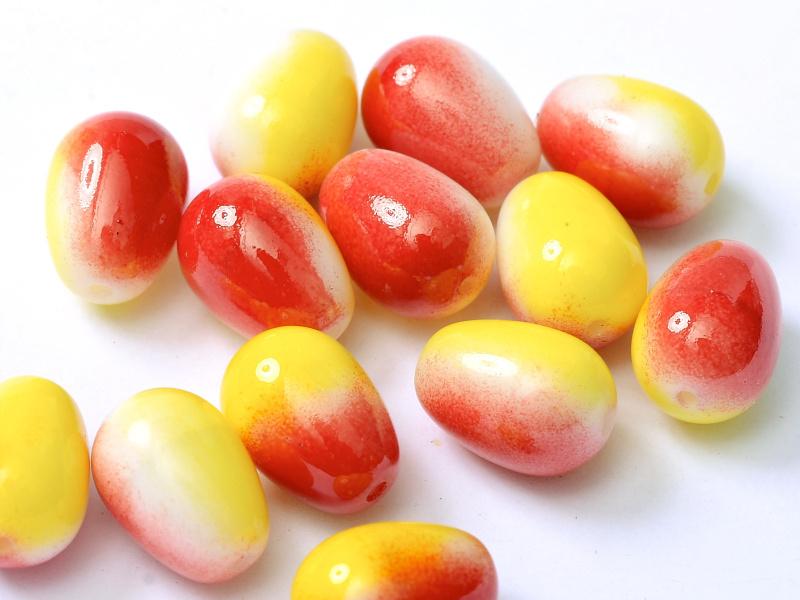 Glass drops 11x8 mm, Chalk White Funky Apple, Czech Glass