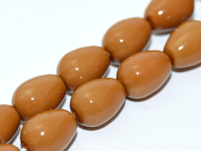 Glass drops 11x8 mm, Khaki, Czech Glass