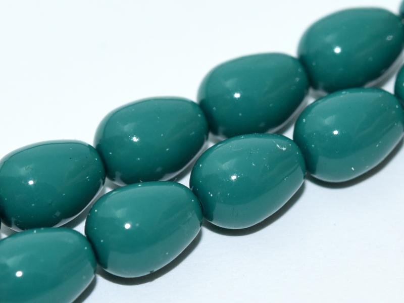 Glass drops 11x8 mm, Green Jade, Czech Glass