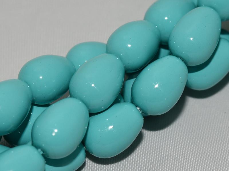 Glass drops 11x8 mm, Turquoise Blue, Czech Glass