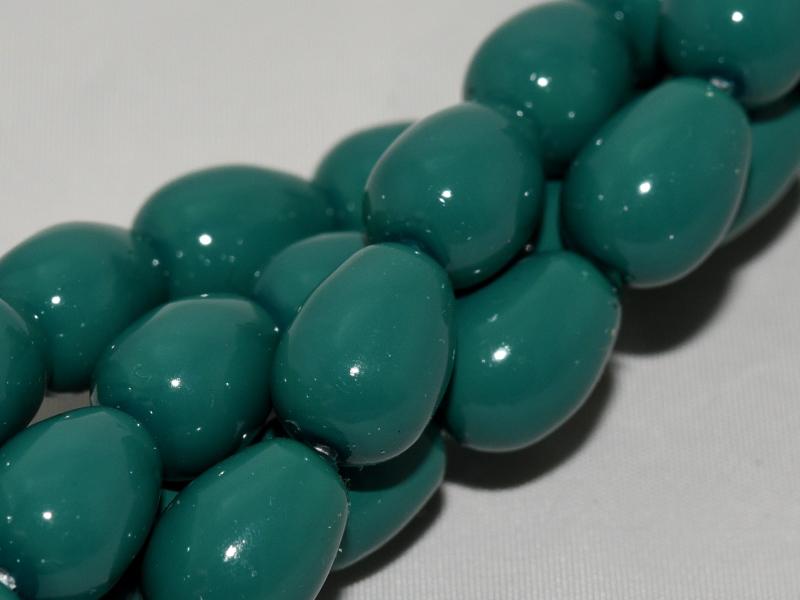 Glass drops 11x8 mm, Dark Green, Czech Glass