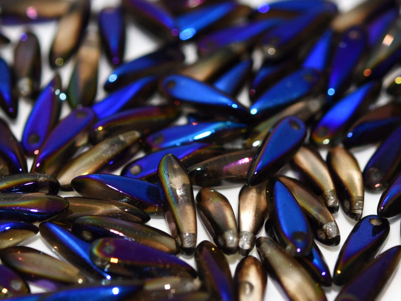 Dagger Beads 3x11 mm, Crystal Full Azuro, Czech Glass