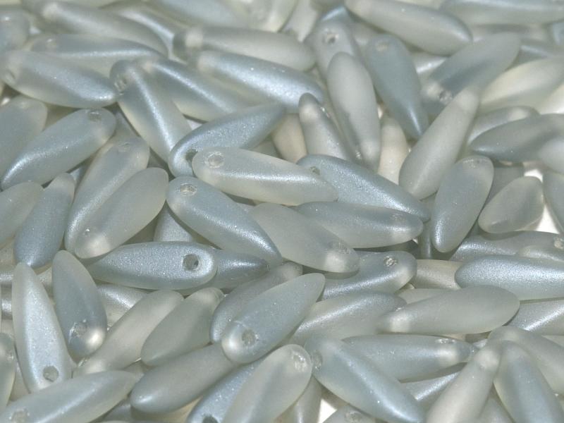Dagger Beads 3x11 mm, Crystal Lagoon Full Matted, Czech Glass