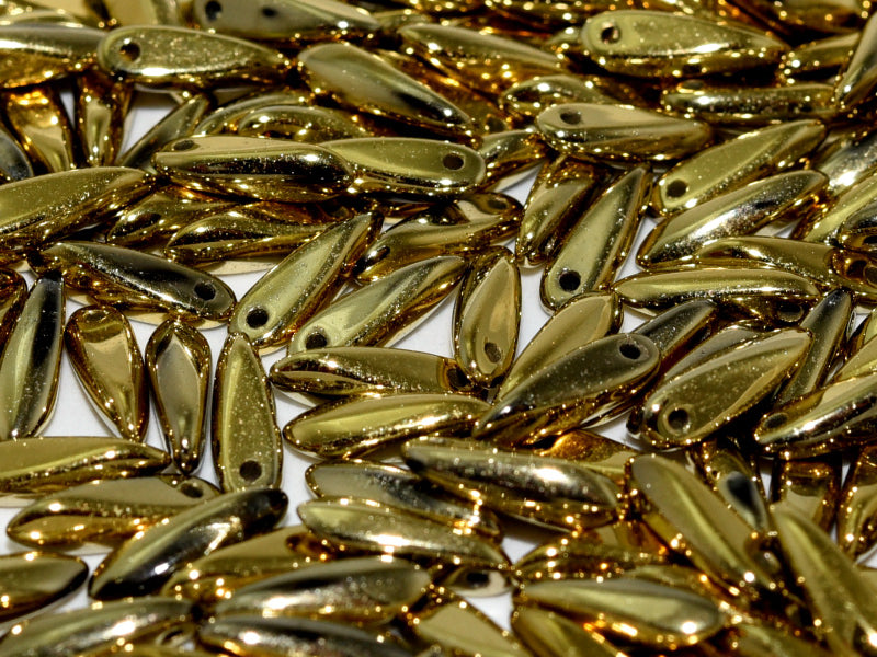 Dagger Beads 3x11 mm, Crystal Amber Full, Czech Glass
