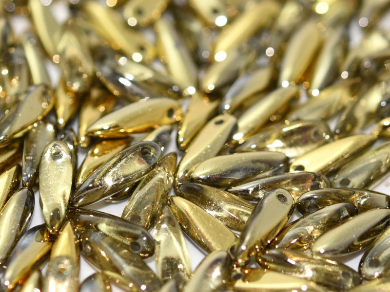 Dagger Beads 3x11 mm, Crystal Amber, Czech Glass