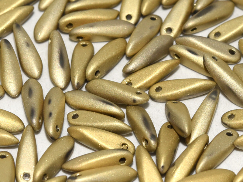 Dagger Beads 3x11 mm, Crystal Amber Full Matted, Czech Glass