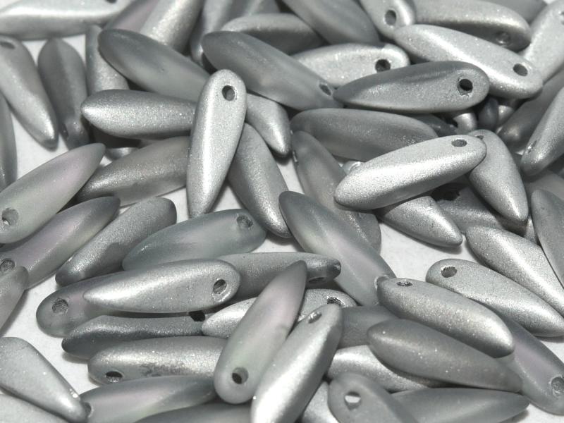 Dagger Beads 3x11 mm, Crystal Vitrail Light Matted, Czech Glass