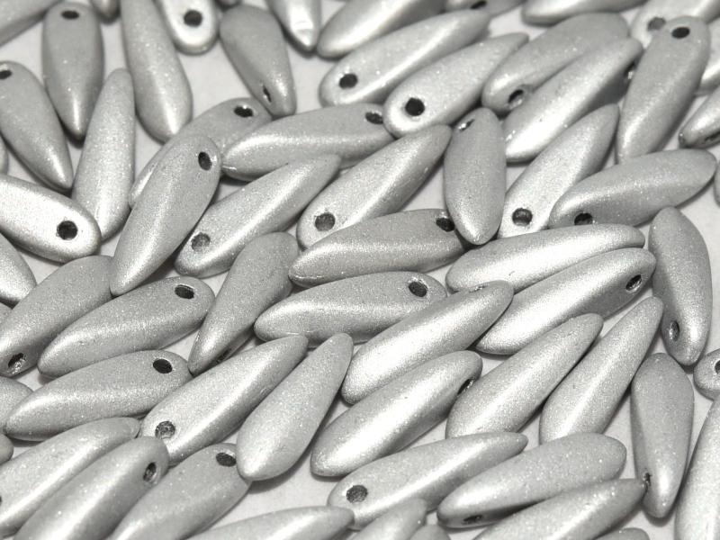 Dagger Beads 3x11 mm, Crystal Labrador Full Matted, Czech Glass